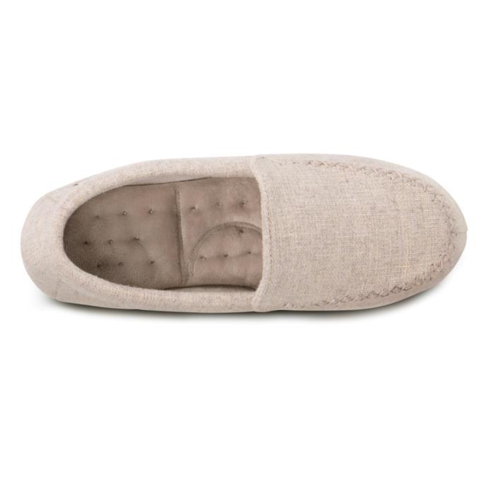 Isotoner® Ladies Textured Moccasin Slipper Light Brown Extra Image 4